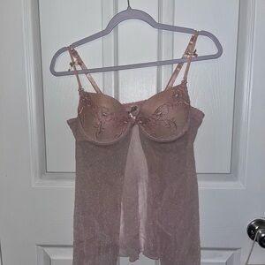Elegant Pink Lace Babydoll Lingerie